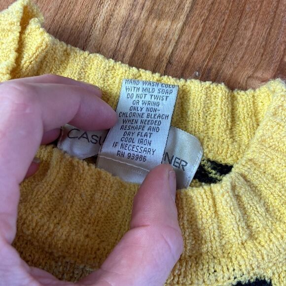 Vintage Casual Corner Yellow Ski Sweater - Stretchy Unisex SZ S - Picture 4 of 6